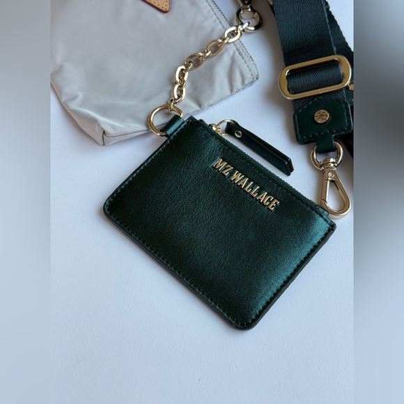 NWT MZ Wallace Emerald Leather Metro Scout Deluxe + leather metallic card case - Picture 4 of 10